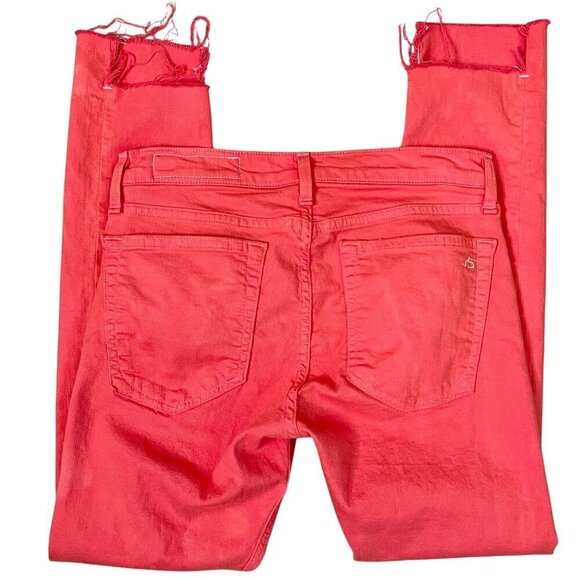 Rag & Bone Dre Capri Distressed Skinny Jeans Custom Dyed Coral Size 25 NEW! - Picture 9 of 13